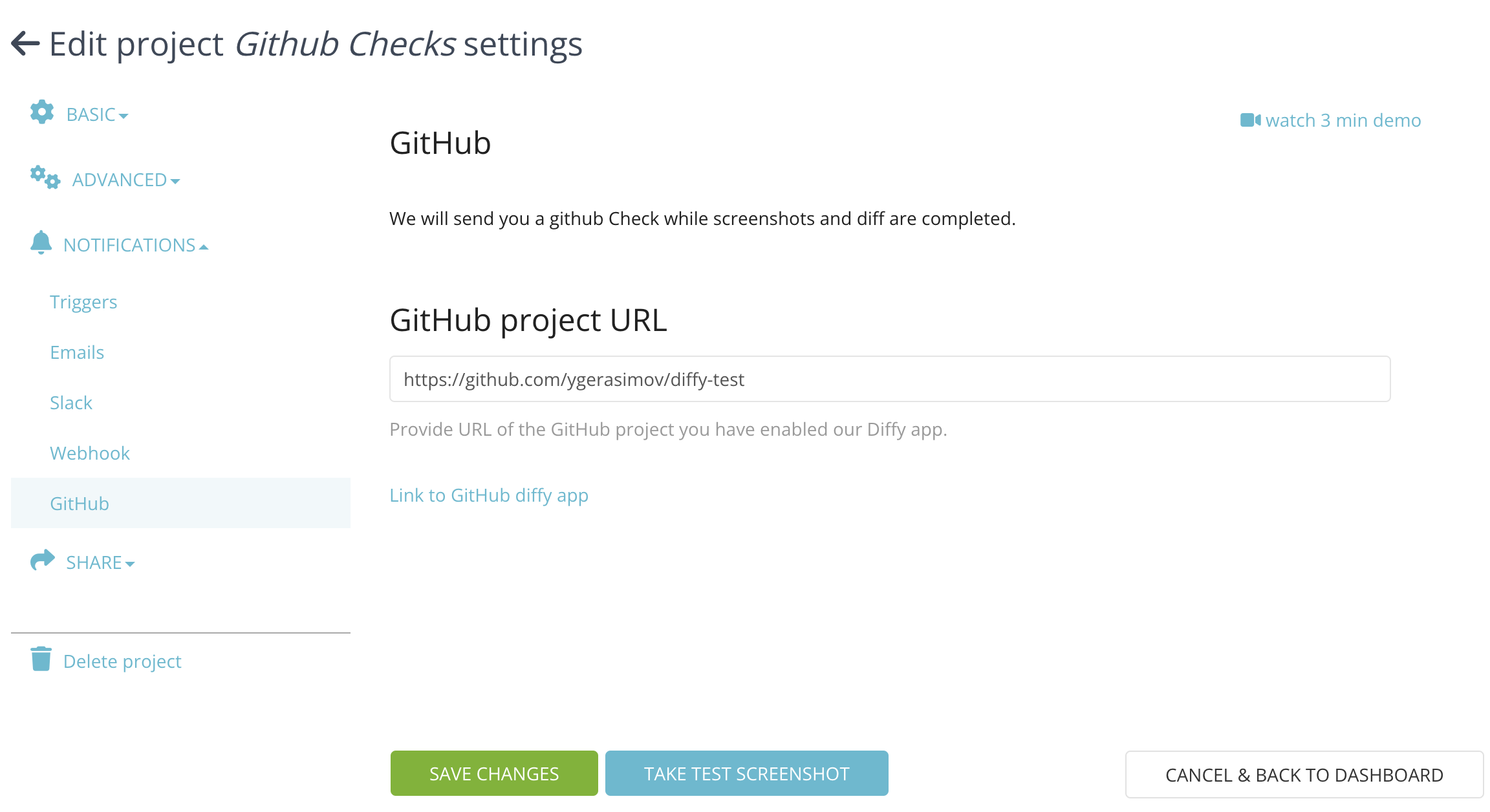 Github Check Settings