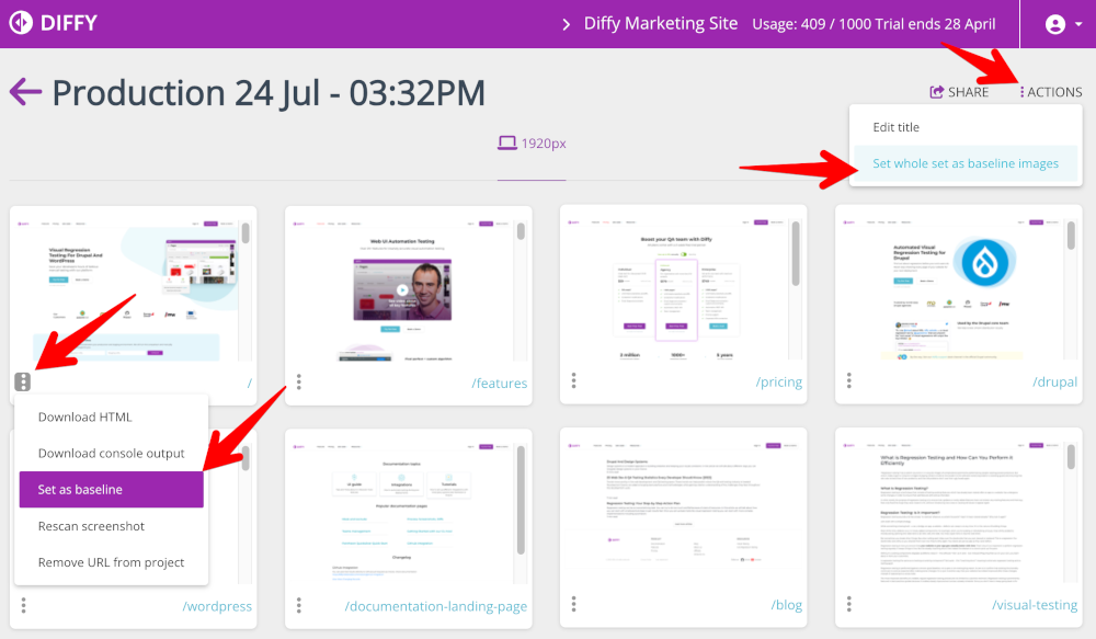 How to set baseline in Diffy