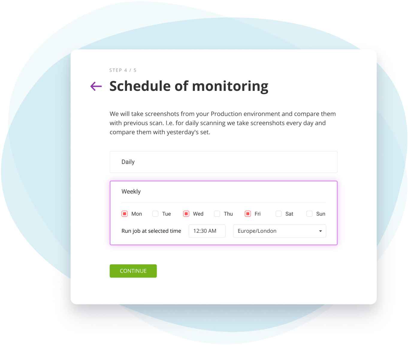 Shedule monitoring